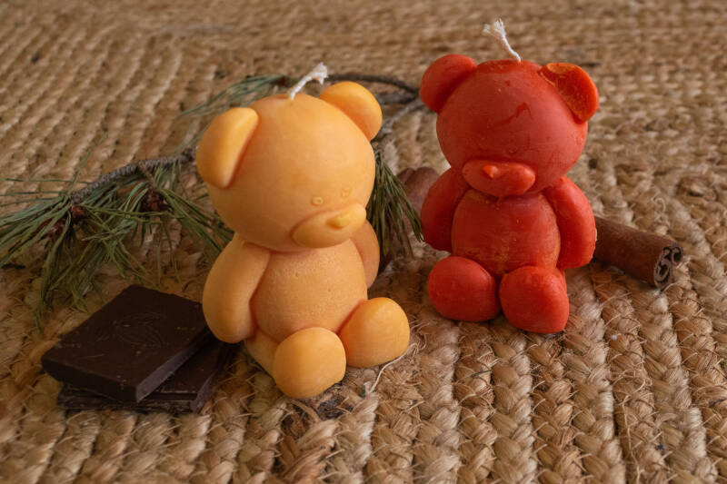 Bougie ourson "Rocher chocolat"
