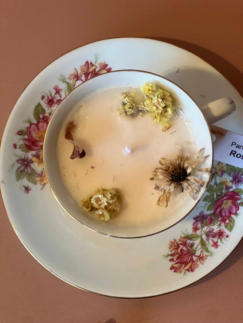 Bougie Tasse Vintage Parfum Rose Vanillée