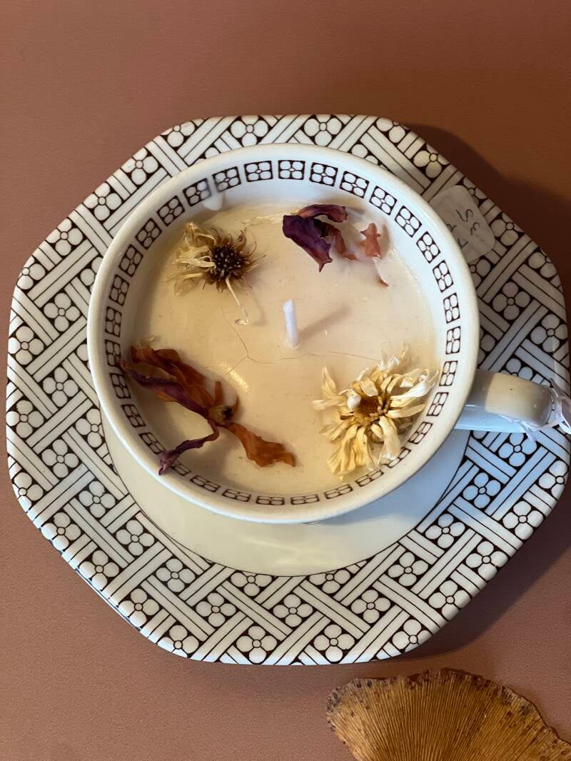 Bougie Tasse Vintage Parfum Fleur de Lotus