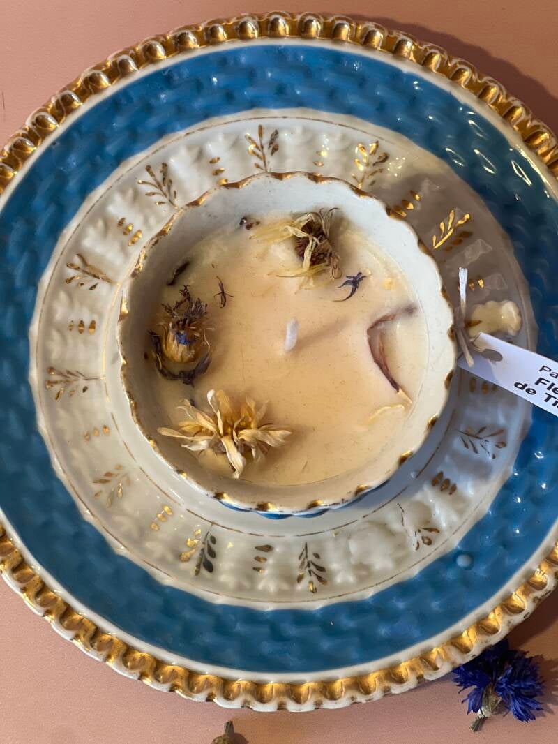 Bougie Tasse Vintage Parfum Fleur de Tiaré