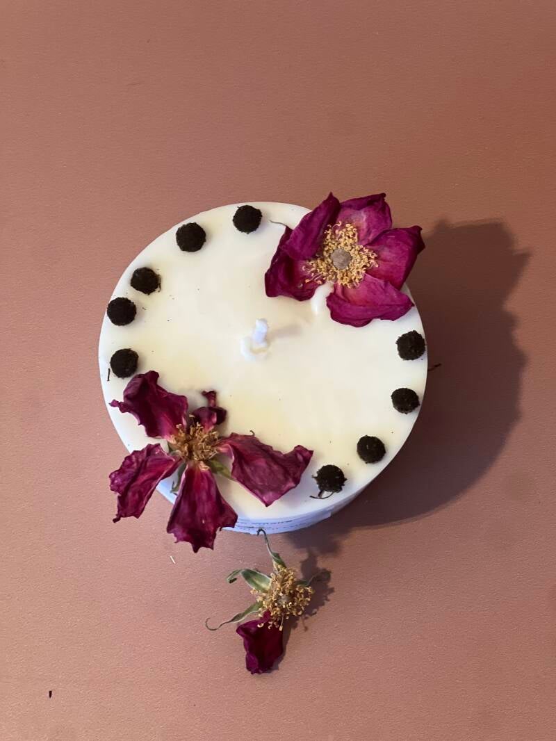 Bougie Fleurie Moulée : Rose Solaire
