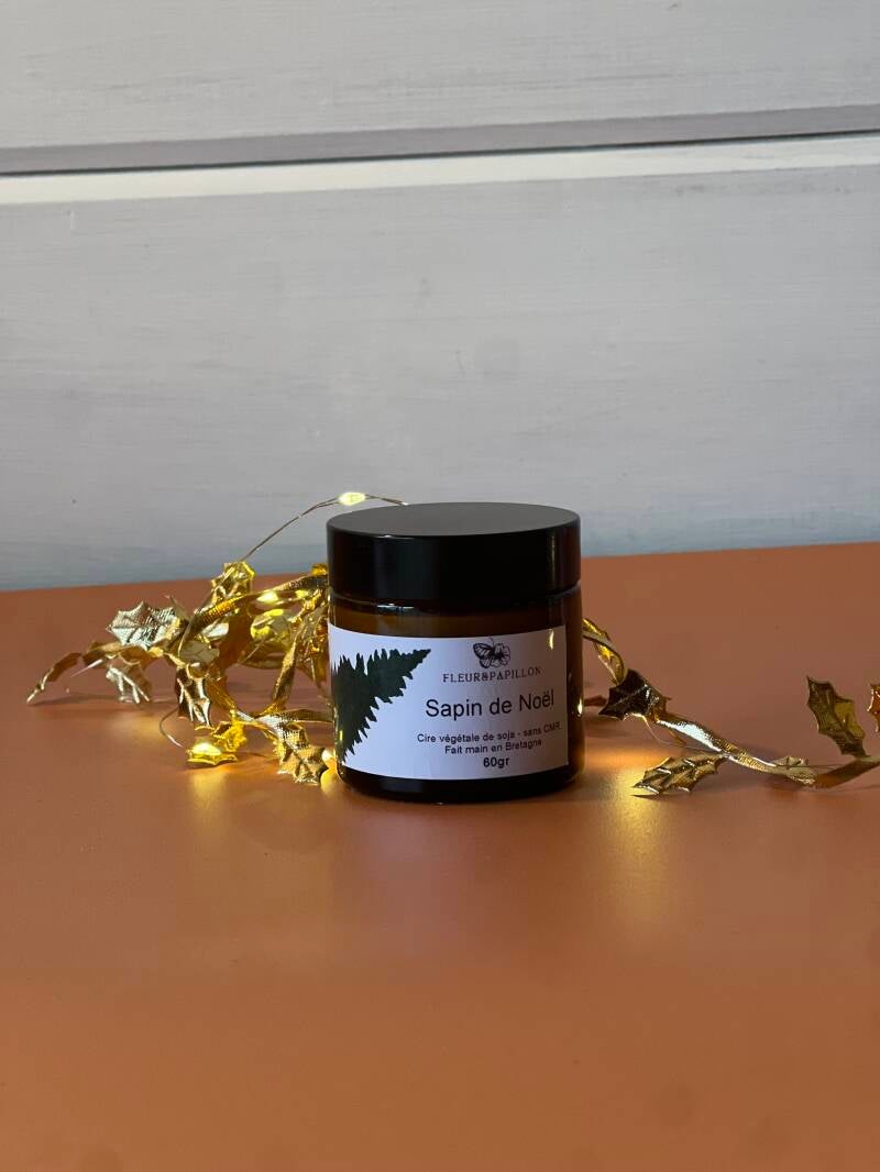 Bougie Pot Ambré : Sapin de Noël